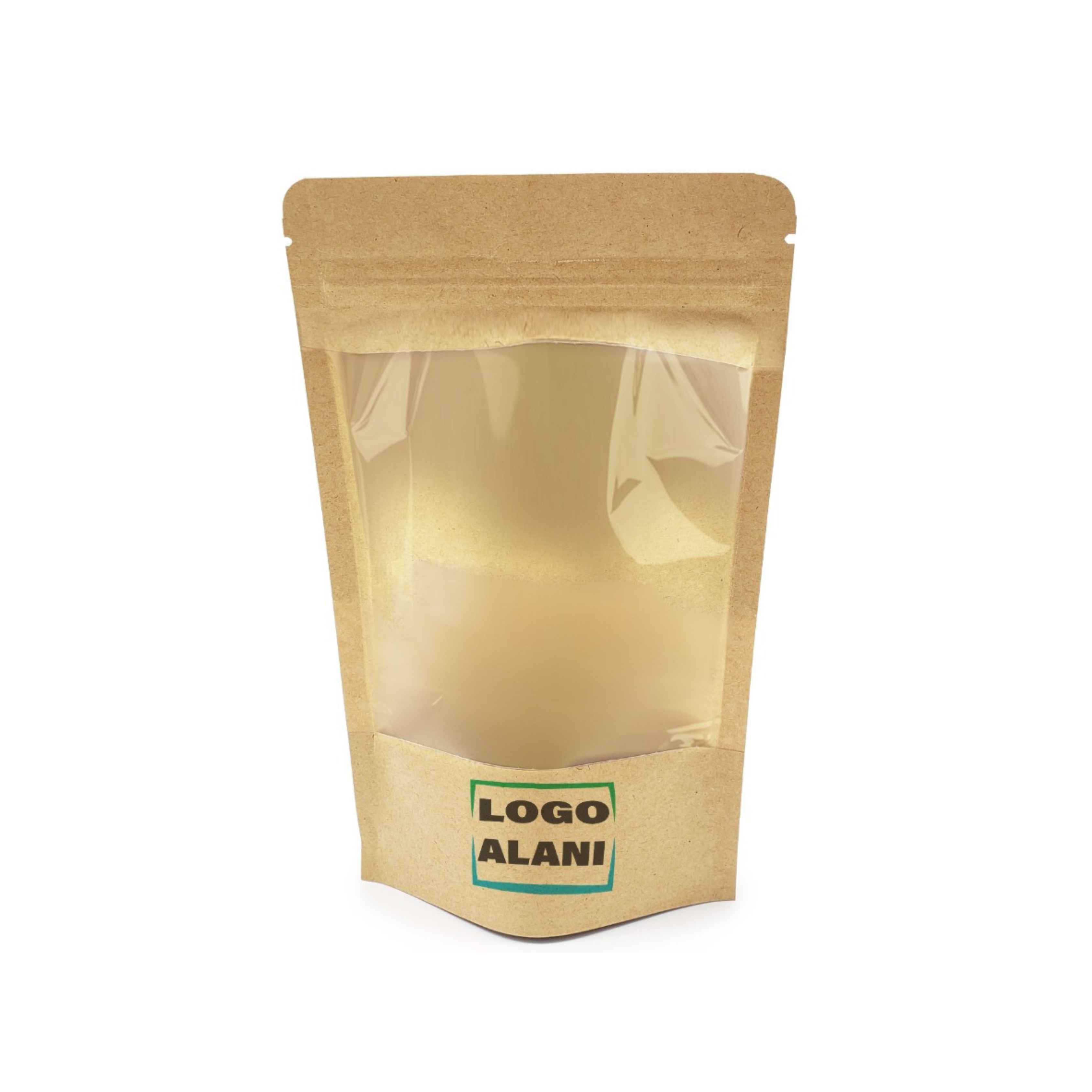 100 g Geniş Pencereli Kraft Oval Doypack Baskılı