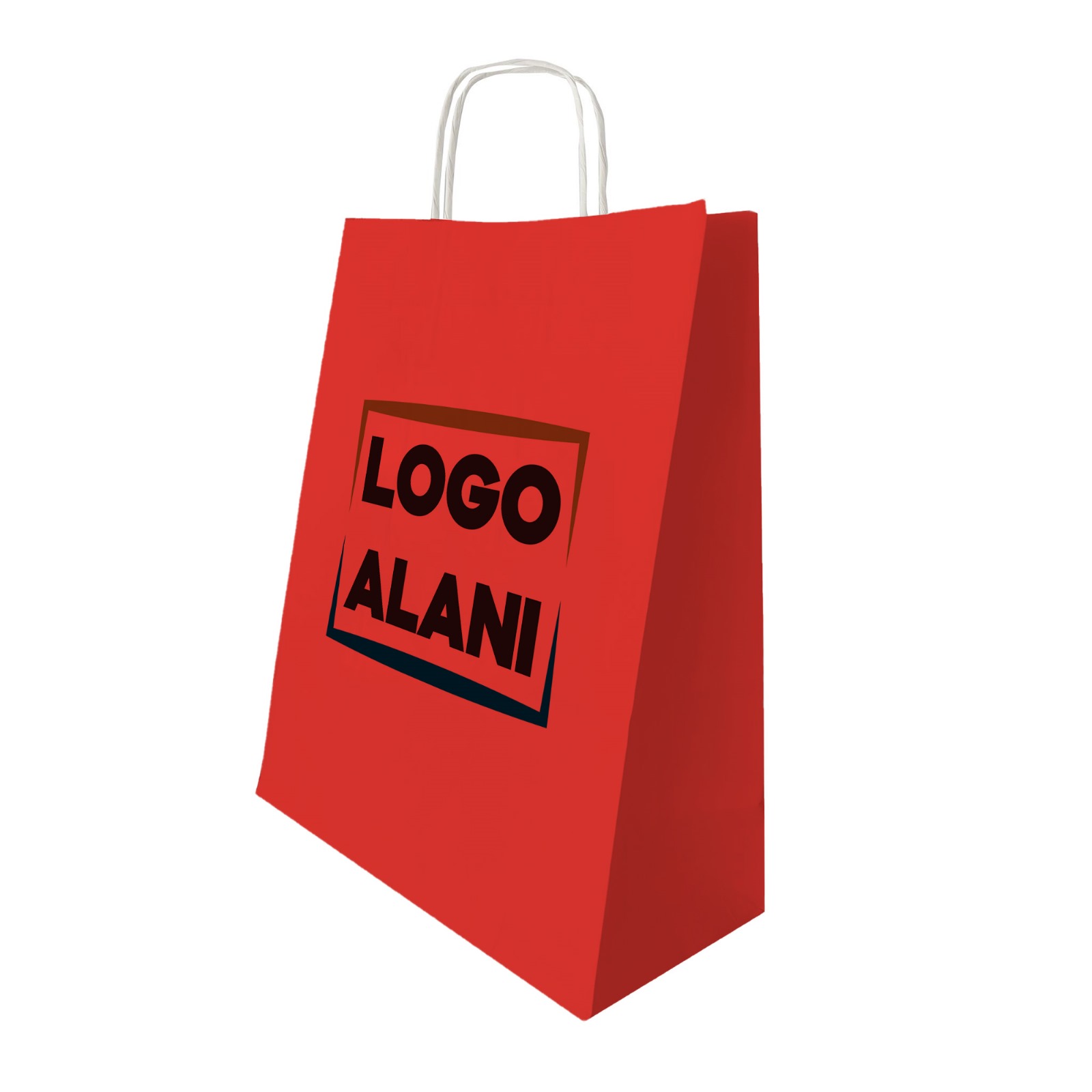 20x23x10 Burgu Saplı Kırmızı Kraft Çanta